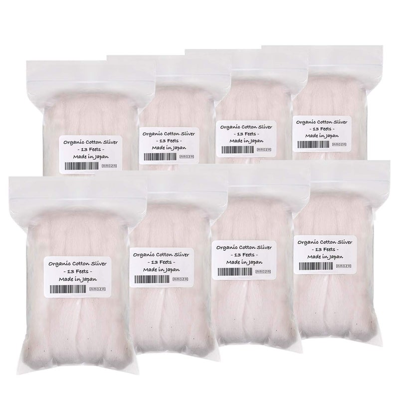AMOZA Japanese Organic Cotton Sliver 13 Feets 100% Organic Unbleached [Made in Japan] (8 Packs) - Image 1